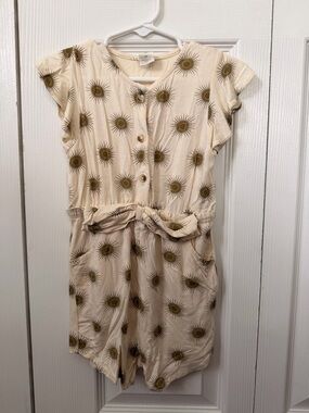 Kate Quinn Bamboo Cream Sunburst Button-Front Romper 3T